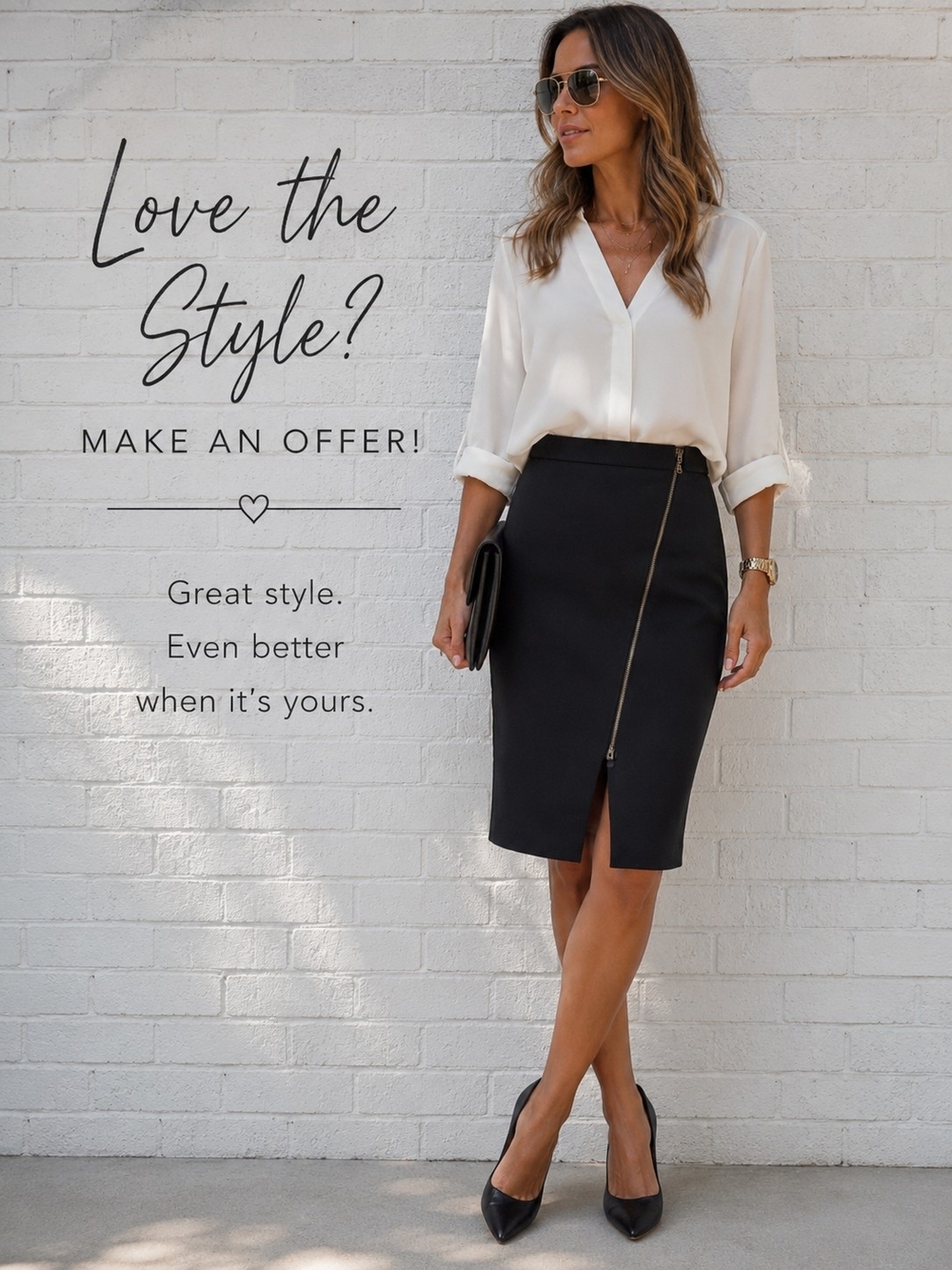 J.Crew Black Zip Front Pencil Skirt Career Office Minimalist 6P